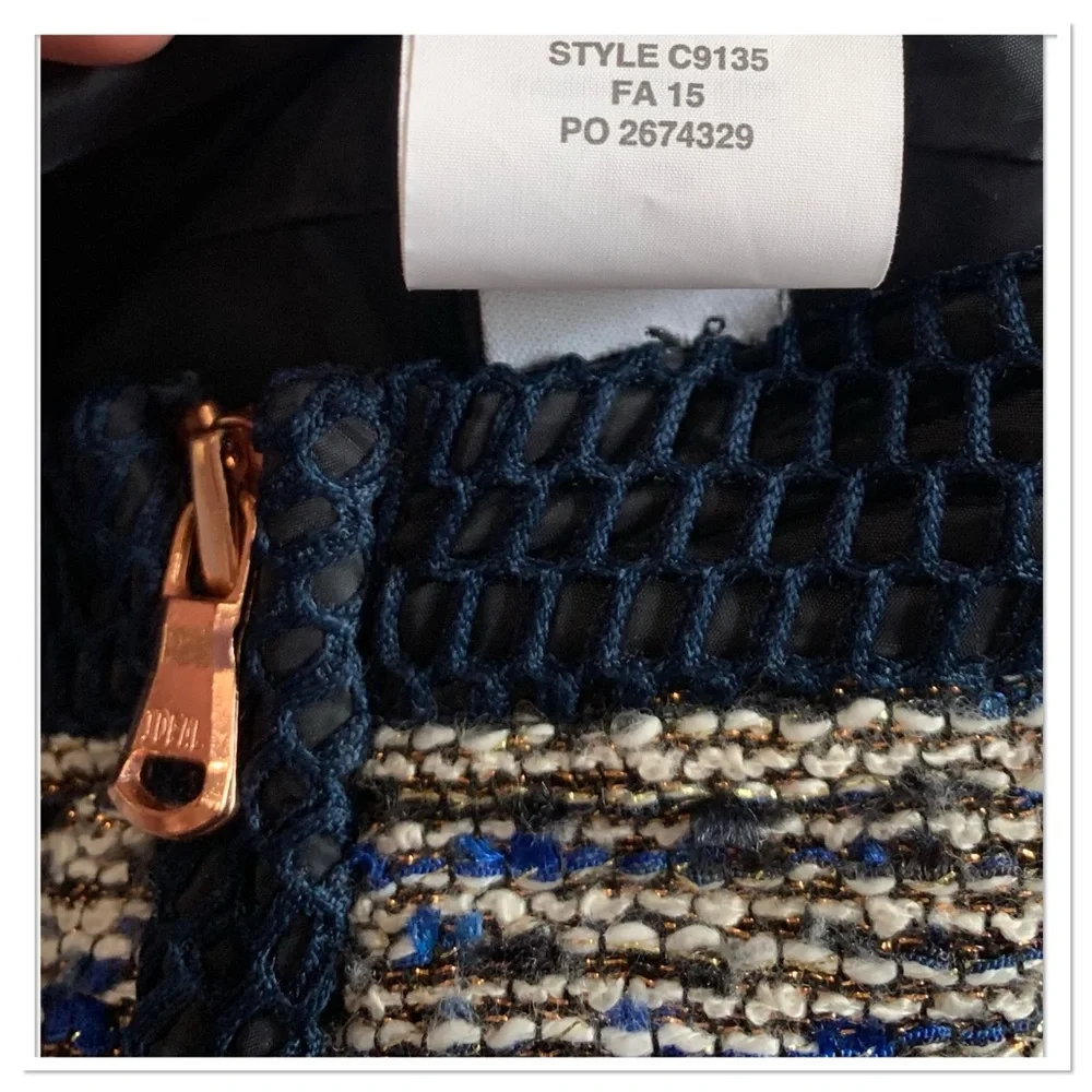 J.Crew Tweed Zip Front Skirt Blue Multicolor Size 12
